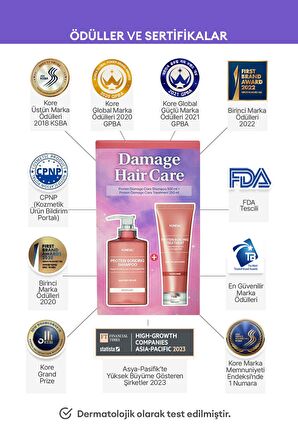 Yıpranmış Saçlar İçin Protein Bakım Seti KUNDAL Damage Care Set[Shampoo/Treatment] (Leather Iris)